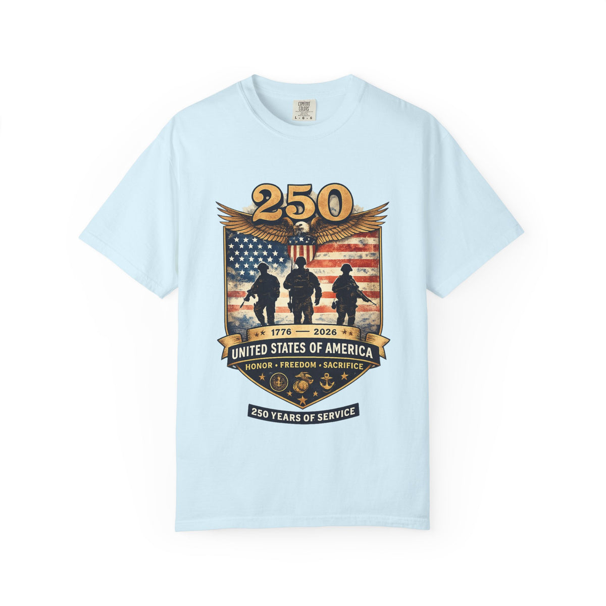 250 Years of Service Veteran T-Shirt — United States Military American Flag Design