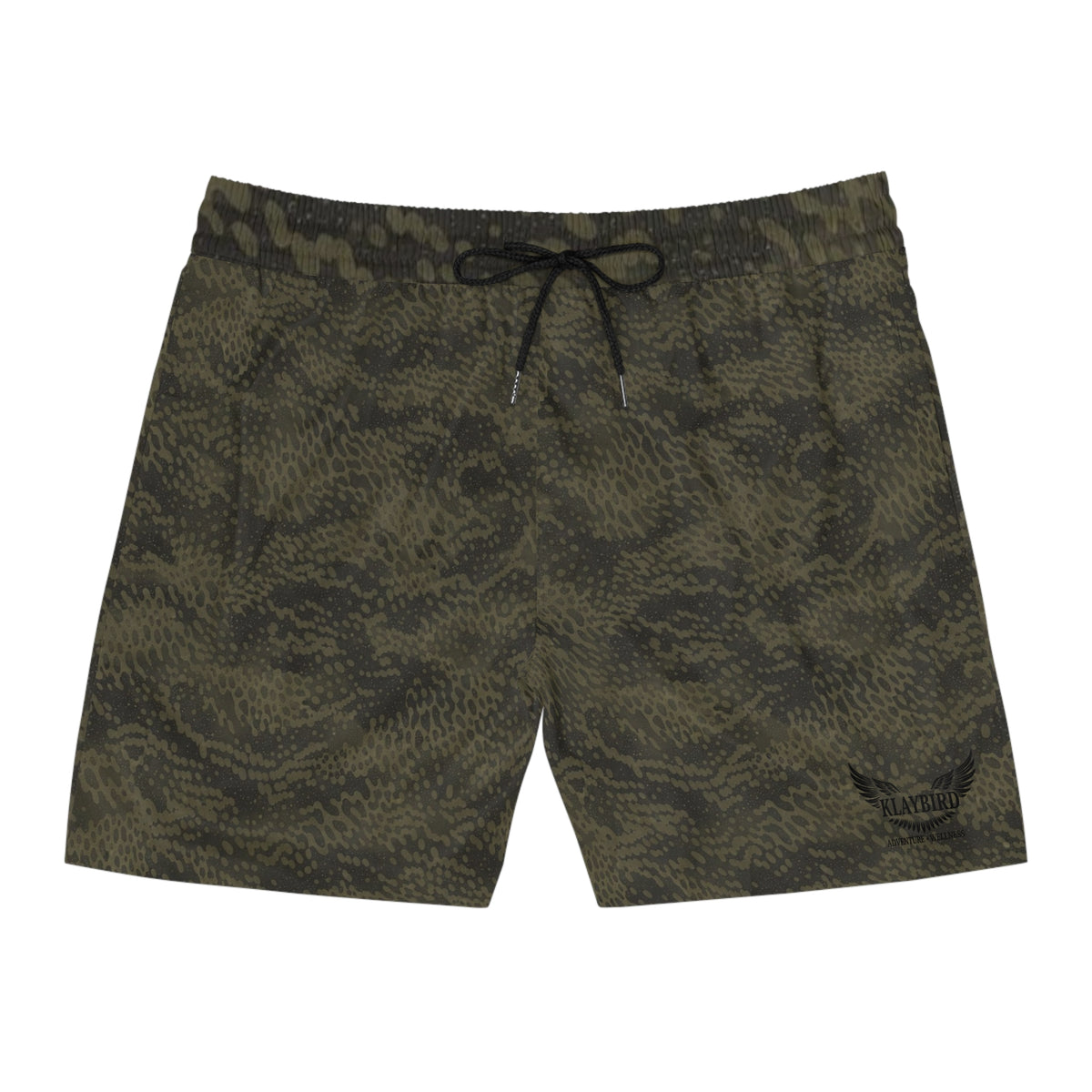 Men's Camo Swim Shorts — Olive Green Tactical Pattern Mid-Length Trunks