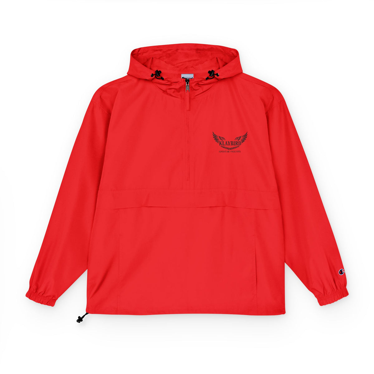 Packable Anorak Jacket – Black Floral Chest Logo Windbreaker