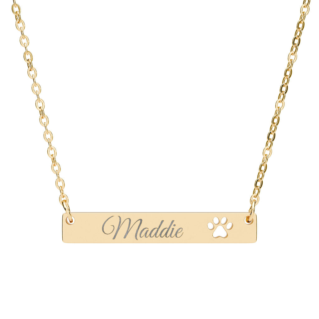 Cutout Paw Bar Necklace (Engraving)